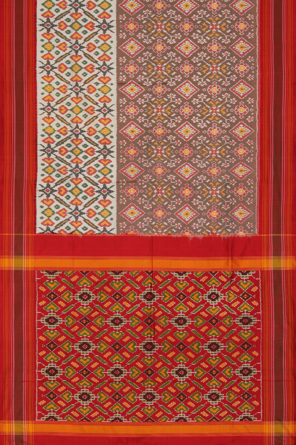 Image of Pochampally Ikat Silk Brown Saree